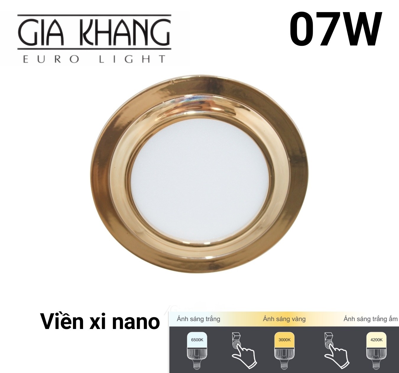 Đèn LED DOWNLIGHT âm trần trang trí viền nhựa xi nano đổi màu 07W ...
