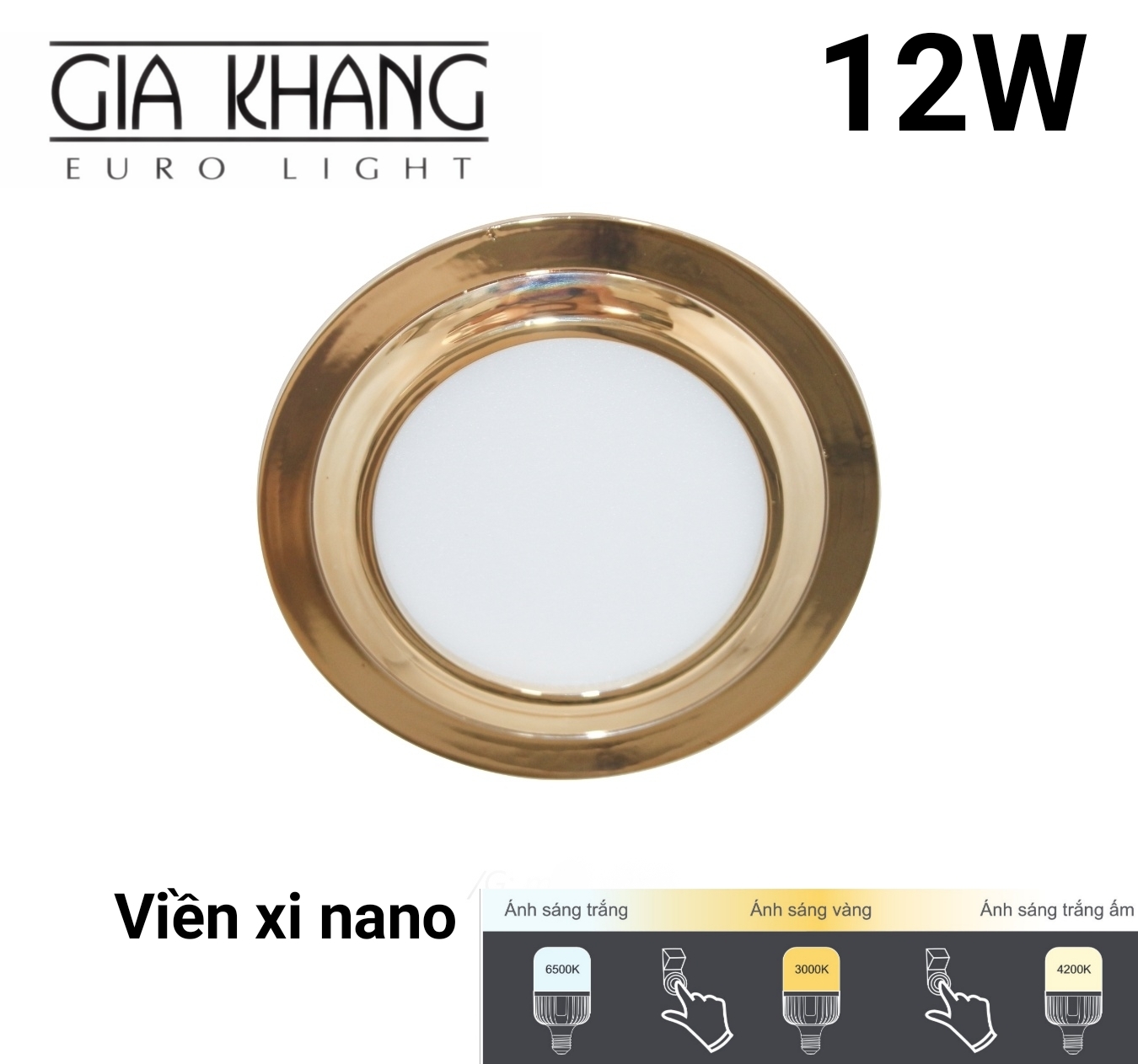 Đèn LED DOWNLIGHT âm trần trang trí viền nhựa xi nano đổi màu 12W ...