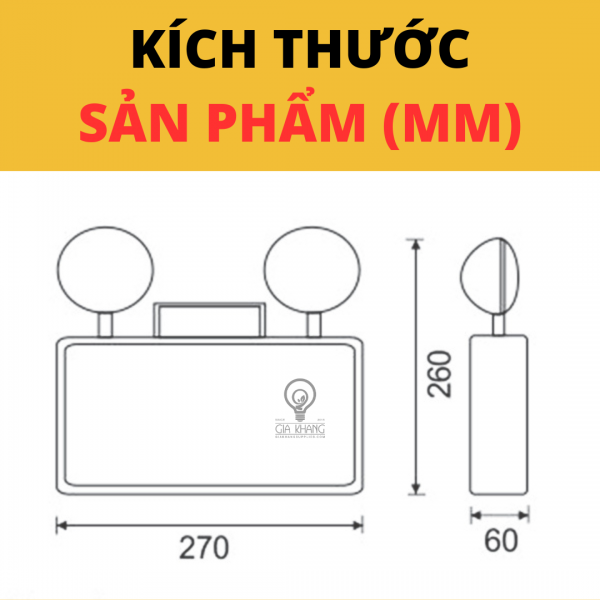 KÍCH THƯỚC SẢN PHẨM ĐÈN SẠC KHẨN CẤP 2W CỦA PARAGON