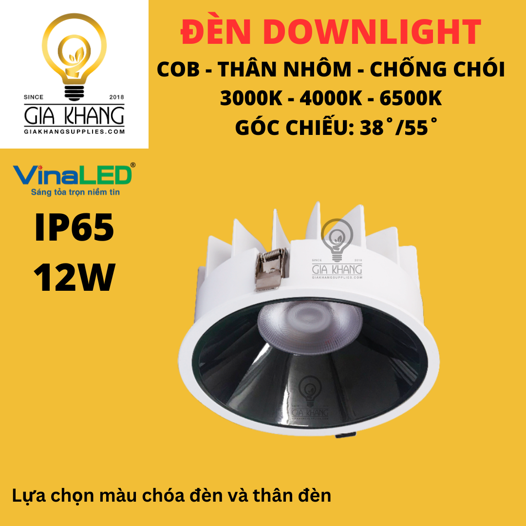 Đèn downlight chống thấm 12W Vinaled Gia Khang Supplies