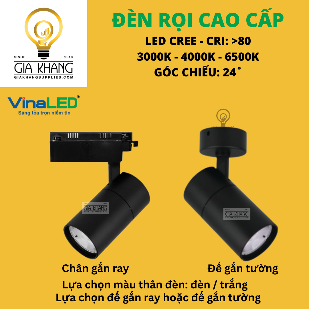 Đèn rọi thanh ray chiếu điểm cửa hàng cao cấp VINALED Gia Khang Supplies