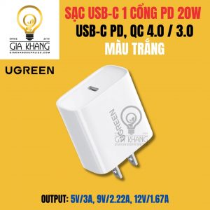 Củ Sạc USB-C 1 cổng PD 20W USB-C MÀU TRẮNG - Ugreen (2)