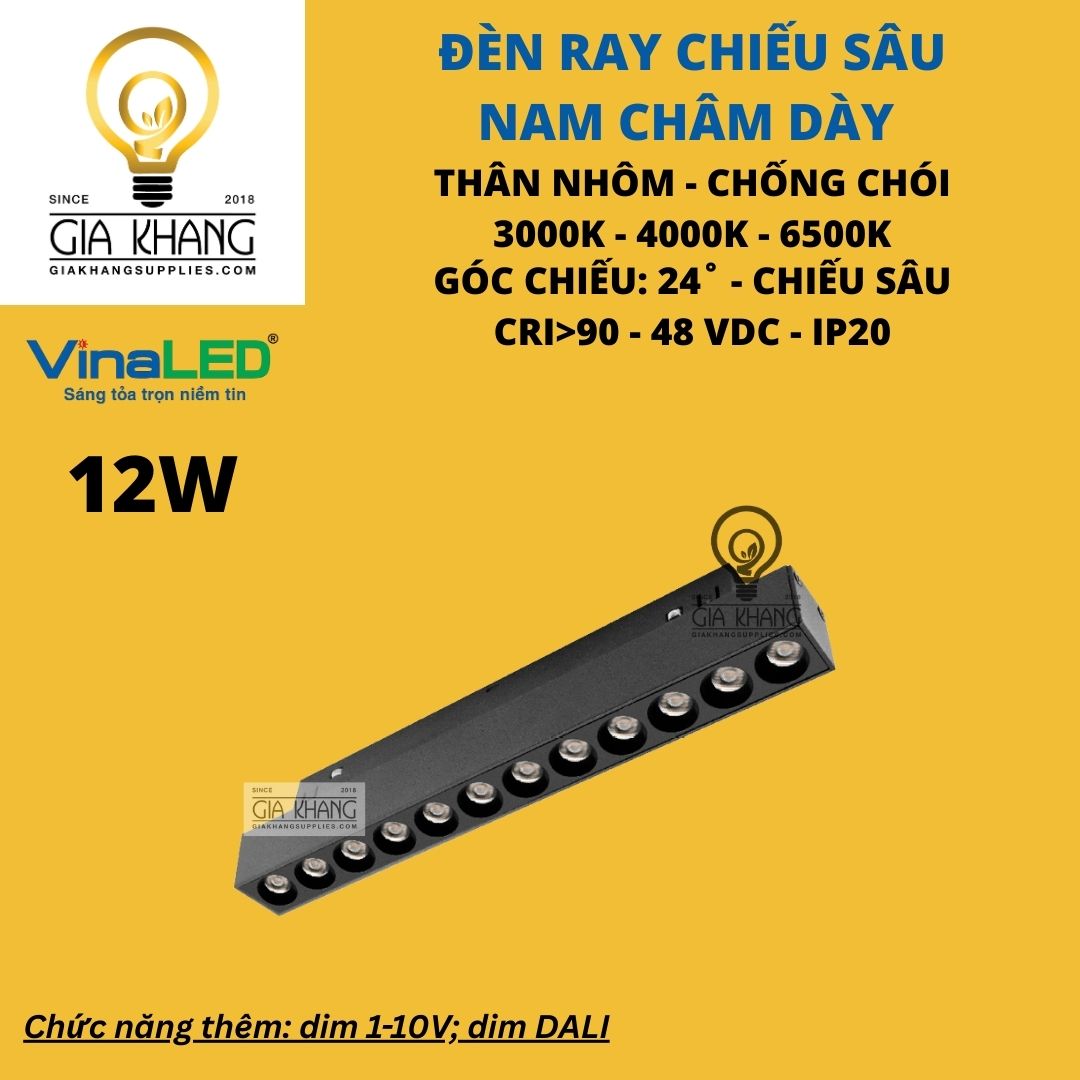 Đèn rọi chiếu điểm spotlight ray nam châm m20 cao cấp 12W vinaled - Gia Khang Supplies (7) đèn ray nam châm cao cấp chiếu điểm heek M20 do Gia Khang cung cấp chính hãng bảo hành 3 năm