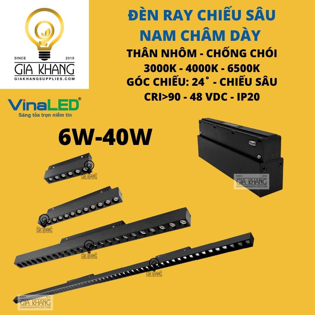 Đèn rọi chiếu SÂU potlight ray nam châm DÀY M20 cao cấp 6W ĐẾN 40w ĐA DẠNG QUY CÁCH vinaled - Gia Khang Supplies