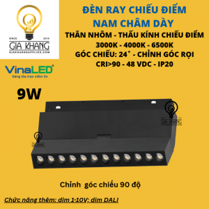 đèn rọi ray nam châm spotlight chỉnh góc chiếu sâu cao cấp hệ ray M20 - VINALED GiaKhangSupplies