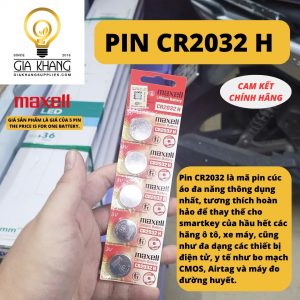 pin cúc áo CR2032H hiệu năng cao của maxell