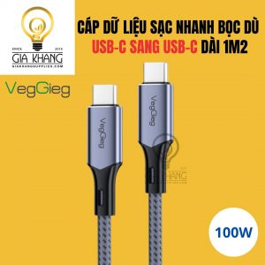 Cáp sạc nhanh bọc dù USB-C sang USB-C - DÀI 1M2 (2)