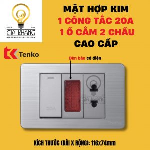mặt hợp kim 1 công tắc 20a công suất cao 1 ổ cắm 2 chấu C7-080 của tenko - Giakhangsupplies
