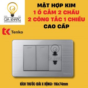 mặt hợp kim 1 ổ cắm 2 chấu và 2 công tắc 1 chiều C7-027 của tenko - Giakhangsupplies