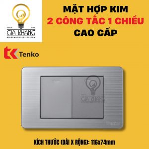 Mặt chữ nhật 2 công tắc 1 chiều hợp kim cao cấp TK-C07 của TENKO