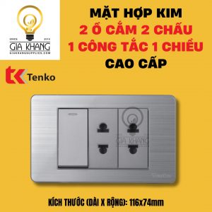 Mặt chữ nhật 1 công tắc 1 chiều 2 ổ cắm hợp kim cao cấp TK-C07 của Tenko