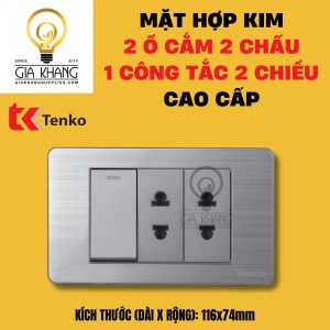 Mặt chữ nhật 1 công tắc 2 chiều 2 ổ cắm hợp kim cao cấp TK-C07 của Tenko
