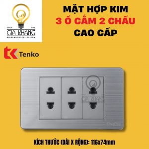Mặt chữ nhật 3 ổ cắm 2 chấu chuẩn hợp kim cao cấp TK-C07 của Tenko